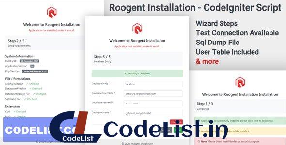 Roogent Installation v1.0 – CodeIgniter Script