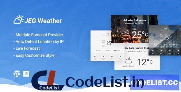 Jeg Weather v1.0.7 – Forecast WordPress Plugin – Add Ons for Elementor and WPBakery Page Builder