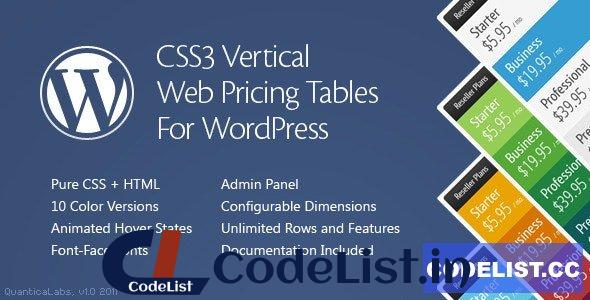 CSS3 Vertical Web Pricing Tables For WordPress v1.8