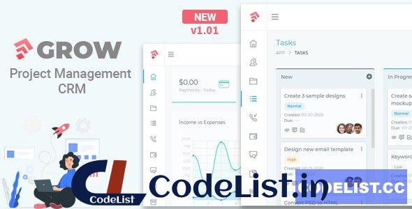 Grow v1.01 – Project Management CRM With Invoicing Estimates Leads And Tasks