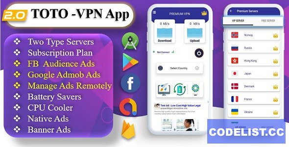 TOTO v2.0 – VPN | VPN App | Facebook Ads | Admob Ads