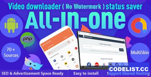 All-in-One Video Downloader/ Status Saver php + Android (70+ sources) v1.0