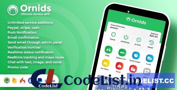 Ornids v1.0 – Multi Service App With Customer App, Driver App, Merchant App and Admin Panel