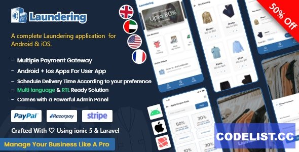 Laundry Android App + Laundry iOS App v1.0 – Ionic 5 | Full Solution