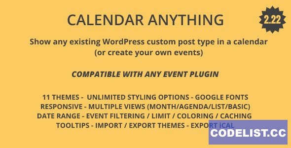 Calendar Anything v2.21 – Show any existing WordPress custom post type in a calendar