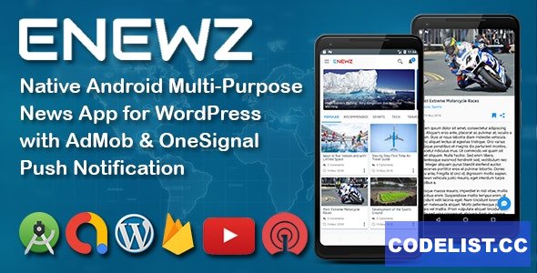 ENEWZ v1.5 – Native Android (News/Blog/Article) App for WordPress with OneSignal Notification