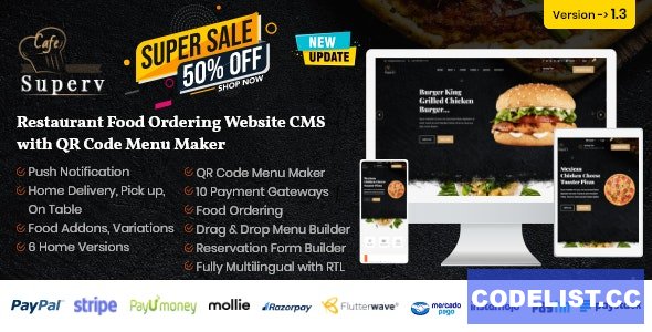 Superv v1.3 – Restaurant Website Management with QR Code Menu & Food Order
