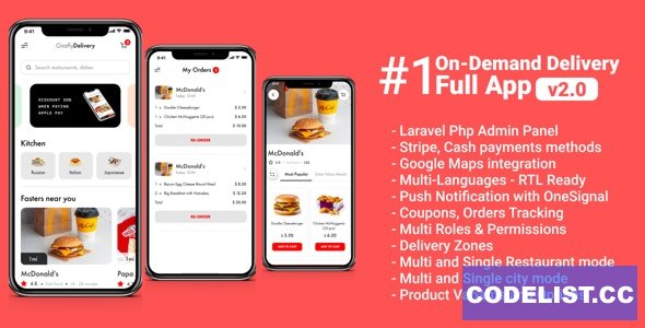 Giraffy Delivery v2 – Food delivery full app with backend