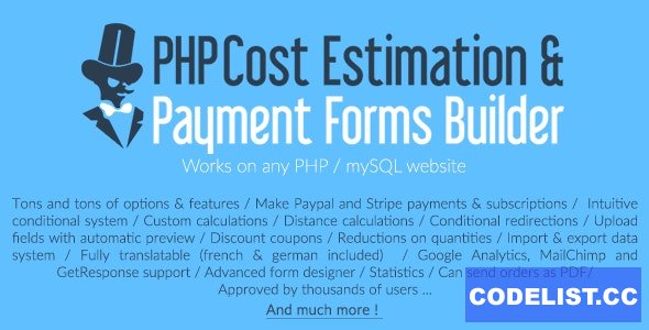 PHP Cost Estimation & Payment Forms Builder (18 june 2020)