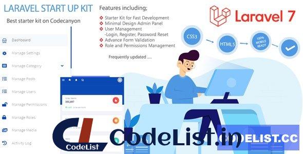 Laravel Bootstrap Starter Kit v1.0 – User Manager, Role, Permission, CRUD, Media Library and More