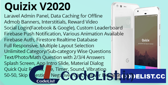 Quizix v2020 – Android Quiz App with AdMob, FCM Push Notification, Offline Data Caching