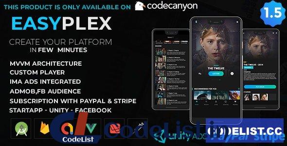 EasyPlex v1.5 – Movies – Live Streaming – TV Series, Anime