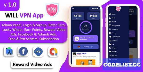 WILL VPN App v1.0 – VPN App With Admin Panel