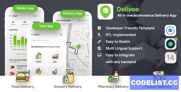 Delivoo v2.2 – eCommerce Delivery Android + iOS App Template