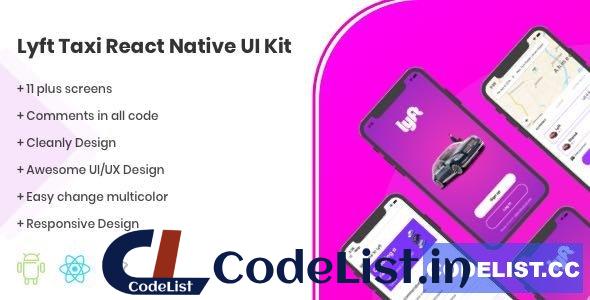 Lyft v1.0 – React Native UI Kit Taxi Template