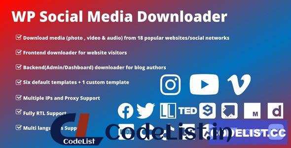 WordPress Social Media Downloader Plugin v3.1.0