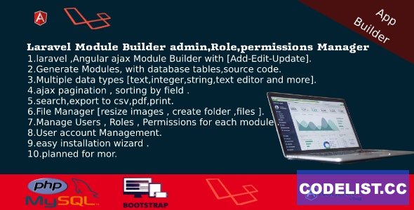 Dashboard Builder v3.8 – CRUD, Users, Roles, Permission, Files Manager, Invoices