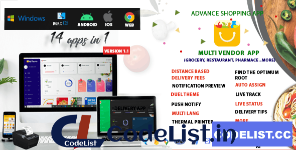 Multi-Vendor v2.0 – Food, Grocery, Pharmacy & Courier Delivery App | 14 apps