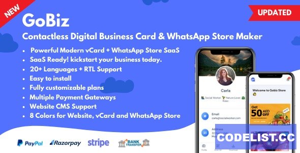 GoBiz v4.1.0 – Digital Business Card + WhatsApp Store Maker | SaaS | vCard Builder – nulled