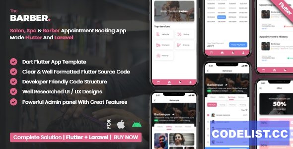 Salon Booking Management System With Mobile App using Flutter v3.6