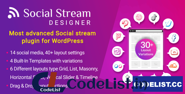 Social Stream Designer v1.1.5 – Instagram Facebook Twitter Feed – Social media Feed Grid Gallery Plugin