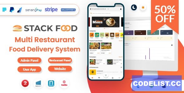 StackFood Multi Restaurant v2.0 – Food Delivery App with Laravel Admin and Restaurant Panel – nulled