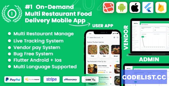 food delivery – Multiple Restaurants food Delivery Flutter App Mealup v5.0 – nulled