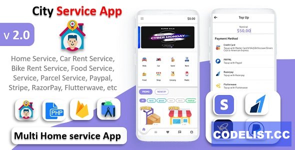 City Service App v2.0 – Service At Home – Multi Payment Gateways Integrated Multi Login