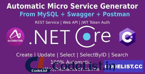 MySQL to Dot Net Core Automatic REST API Generator + JWT Auth + Swagger + Postman v2.2