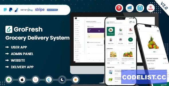 GroFresh v2.0 – (Grocery, Pharmacy, eCommerce, Store) App and Web with Laravel Admin Panel + Delivery App – nulled