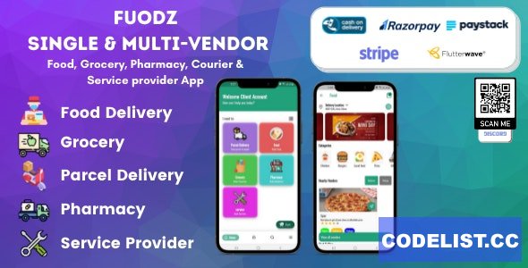 Fuodz v1.3.7 – Grocery, Food, Pharmacy Courier & Service Provider + Backend + Driver & Vendor app