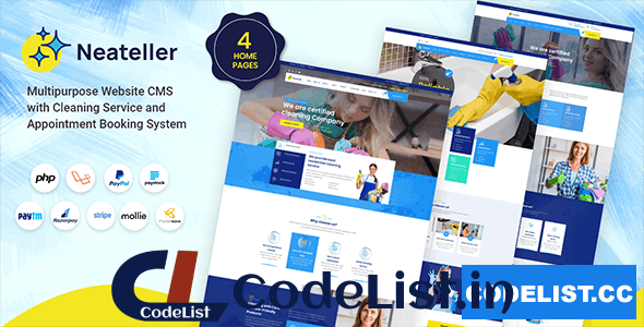 Neateller v1.3 – Multipurpose Website CMS with Cleaning Service and Appointment Booking System – nulled