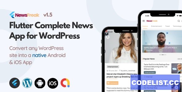 Newsfreak v1.5.1 – Flutter News App for WordPress