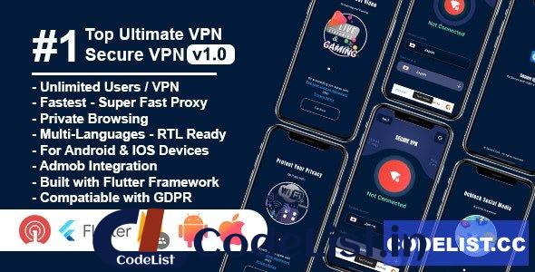 Secure VPN Ultimate v1.0 – Flutter Project | Android | IOS | Admin Panel