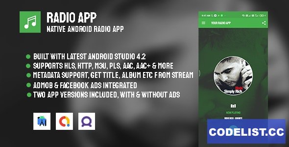 Radio App v3.0 – Native Android Radio App with AdMob & Facebook Ads