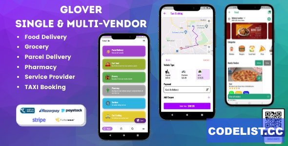 Glover v1.4.0 – Grocery, Food, Pharmacy Courier & Service Provider + Backend + Driver & Vendor app