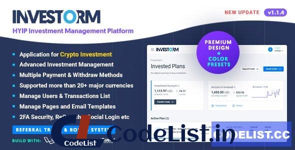 Investorm v1.1.5 – Advanced HYIP Investment Management Platform – nulled