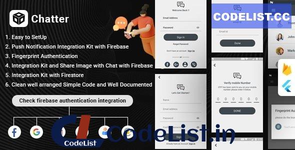 Chatter v1.0 – Flutter Firebase Chat , Authentication & Social Media Integration