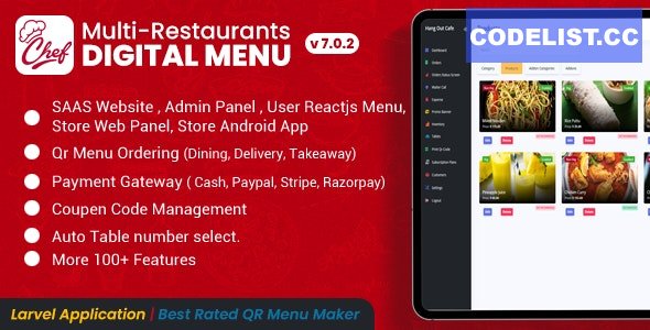 CHEF v7.0.2 – SaaS – Contactless Multi-restaurant QR Menu Maker