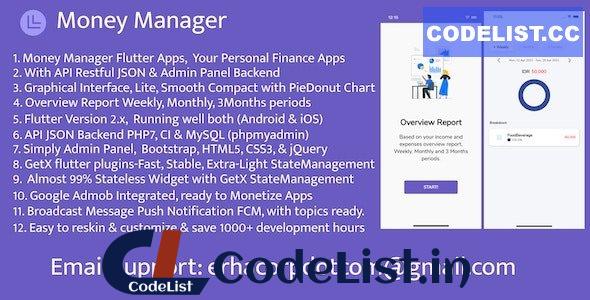 Money Manager Flutter Apps, with API & Admin Panel v1.0