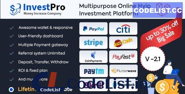 InvestPro v2.0.1 – Wallet & Banking Online Hyip Investment Platform