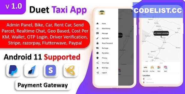 Duet Taxi App v1.0 – Taxi App With Admin Panel | Multi Payment Gateway | Recharge Wallet | Notification