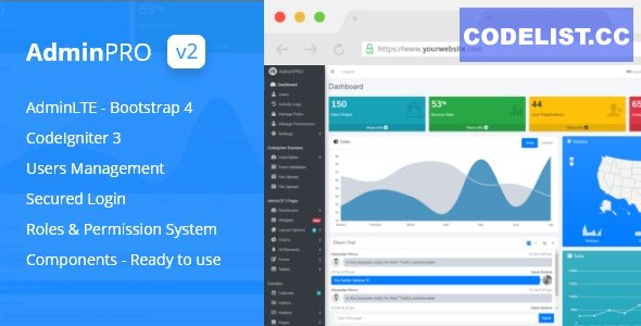 AdminPro v2.0 – Login + Multi User Management + Codeigniter + Roles & Permission + Bootstrap 4 + AdminLTE