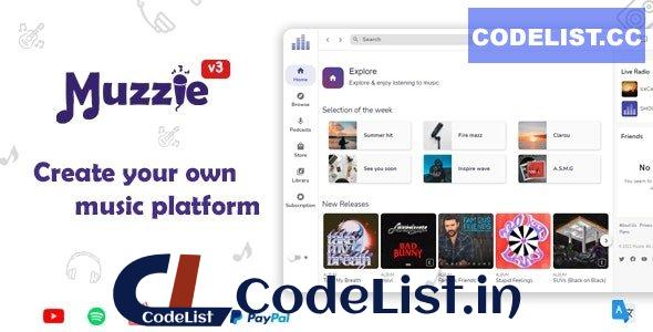 Muzzie v3.5 – Music, Podcast & Radio Streaming Platform