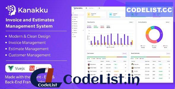 Kanakku v1.2 – Invoice and Estimates Management System – (Frontend – Vuejs + Backend – Laravel)