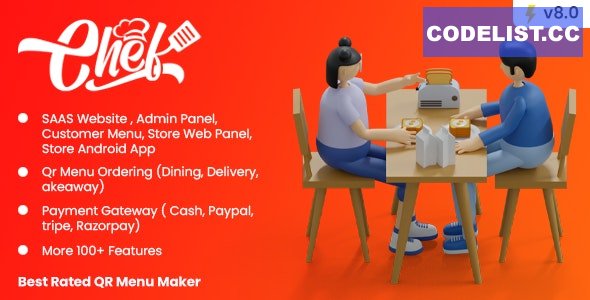 CHEF v8.0 – SaaS – Contactless Multi-restaurant QR Menu Maker