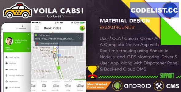 Taxi Booking App v1.0.5 – A Complete Clone of UBER with User,Driver & Backend CMS Coded with Native Android