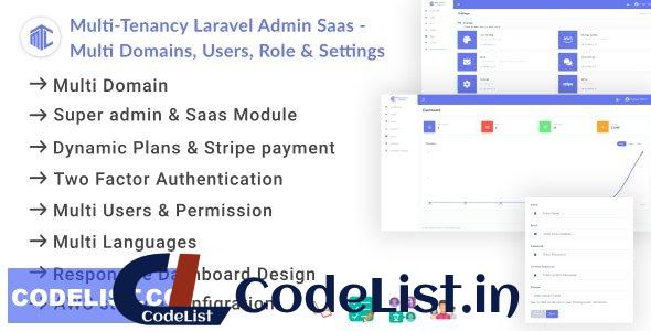 Multi-Tenancy Laravel Admin Saas v1.0.2 – Domains, Users, Role, Permissions & Settings