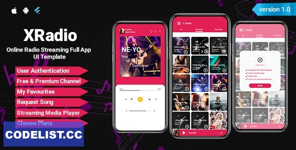 XRadio v1.0 – Online Radio Streaming Flutter App UI Kit