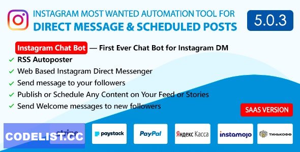 DM Pilot v5.0.3 – Instagram Chat Bot, Web Direct Messenger & Scheduled Posts – nulled